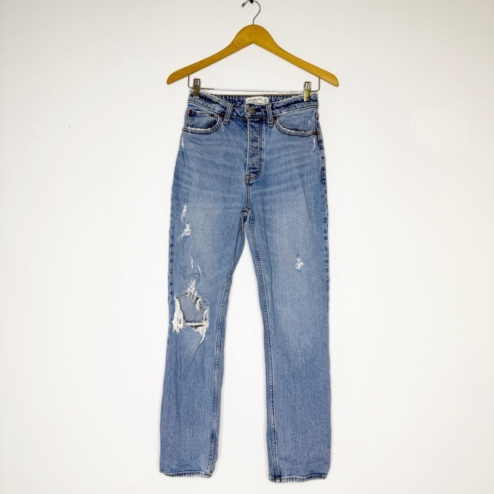 Abercrombie & Fitch The Dad Jeans Curve Love High Rise Size 25 0 Short loose - Picture 2 of 10